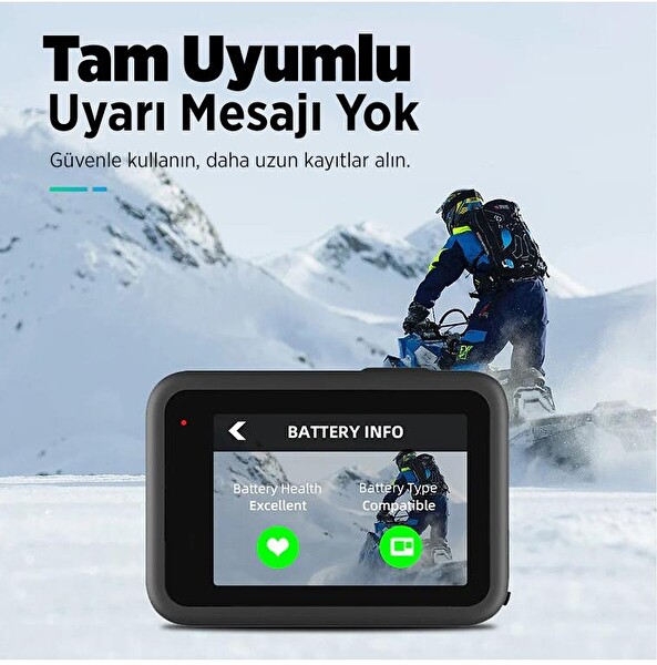 Telesin GoPro Şarj Edilebilir Yedek Batarya Hızlı Şarj 1750 mAh Mavi (Hero12-Hero11-Hero10-Hero9 Black)