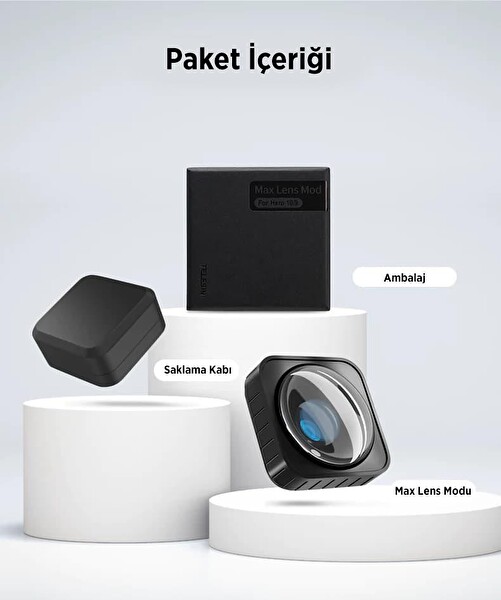 Telesin GoPro Hero12 Black / Hero11 Black & Hero10 Black / Hero9 Black Aksiyon Kameraları Uyumlu Max Lens Mod