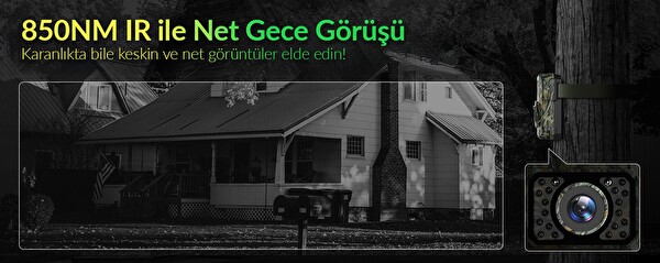 Juo 850WS Güneş Enerjili Fotokapan 48 MP Full HD WiFi Hareket Sensörlü Gece Görüşlü IP66 Su Geçirmez