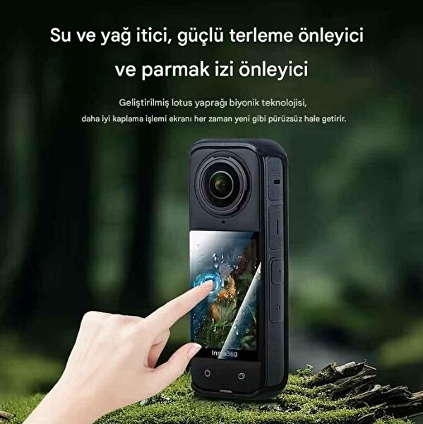 Insta360 X3 Aksiyon Kamera Uyumlu Şeffaf Ekran Koruyucu Nano Jelatin - 4 Adet