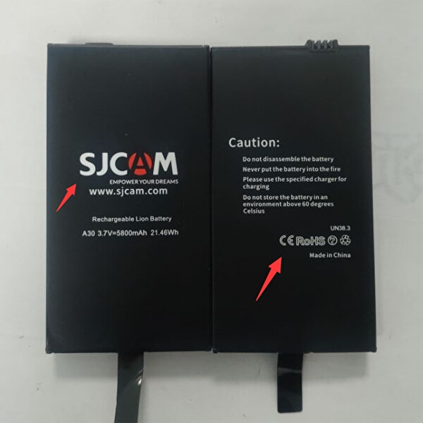 Sjcam A30 Batarya 5800 mAh Şarj Edilebilir Lityum Pil Uyumlu Yedek Batarya
