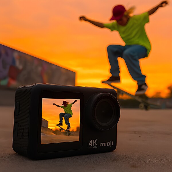 Mioji Action 12X 4K 60FPS 20 MP Çift Ekran WiFi 170 Derece Aksiyon Kamerası