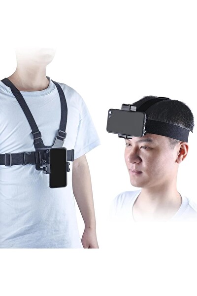 Fimtech Tüm Aksiyon Kameraları Ve Telefonlar İle Uyumlu Kafa Ve Göğüs Bandı Monopod Aksesuarı