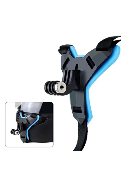 Fimtech Tüm Aksiyon Kameralara Uyumlu Kask Bağlantı Kayışı Mavi