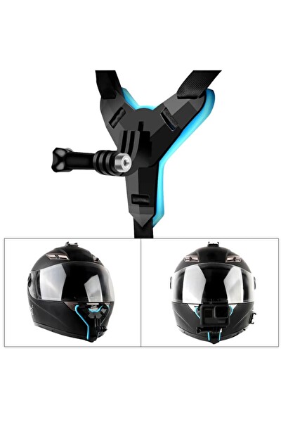 Fimtech Tüm Aksiyon Kameralara Uyumlu Kask Bağlantı Kayışı Mavi