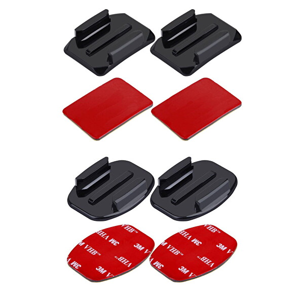 Fimtech Tüm Aksiyon Kameralara Uyumlu 2 Adet Düz 2 Adet Oval Zemin Aparatı - 3 M Yapışkan Bant