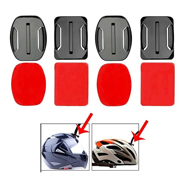 Fimtech Tüm Aksiyon Kameralara Uyumlu 2 Adet Düz 2 Adet Oval Zemin Aparatı - 3 M Yapışkan Bant