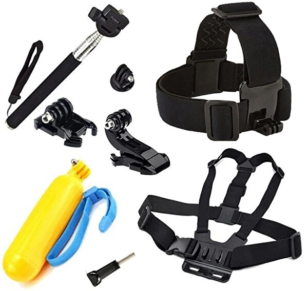 Fimtech Tüm Gopro Hero-Sjcam-Eken-Xiaomi Yi-AEE Aksiyon Kameralara Uyumlu Evrensel Aksesuar Seti 8 parça