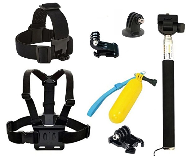 Fimtech Tüm Gopro Hero-Sjcam-Eken-Xiaomi Yi-AEE Aksiyon Kameralara Uyumlu Evrensel Aksesuar Seti 8 parça