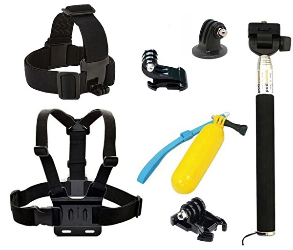 Fimtech Tüm Gopro Hero-Sjcam-Eken-Xiaomi Yi-AEE Aksiyon Kameralara Uyumlu Evrensel Aksesuar Seti 8 parça