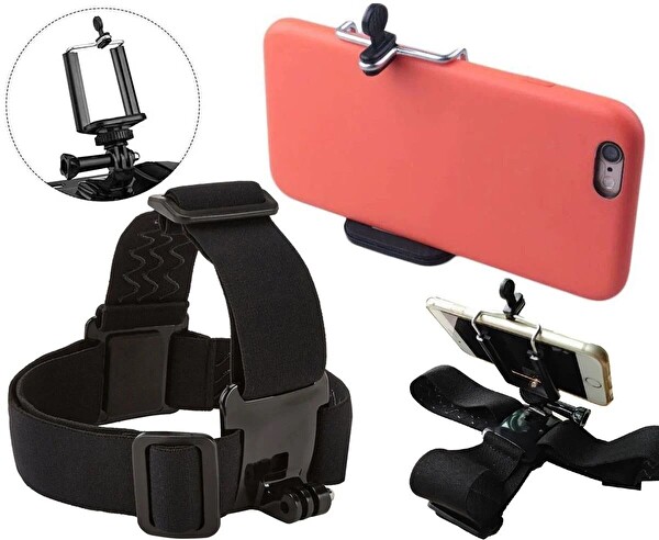Fimtech Cep Telefonu Uyumlu Kafa Bandı Vlog Video Çekim Seti Phone Holder Head Strap