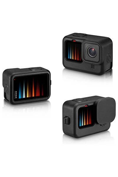 Fimtech Gopro Hero 9 - 10 - 11 - 12 Uyumlu Silikon Kamera Kılıfı Koruyucu Çerçeve Kılıf