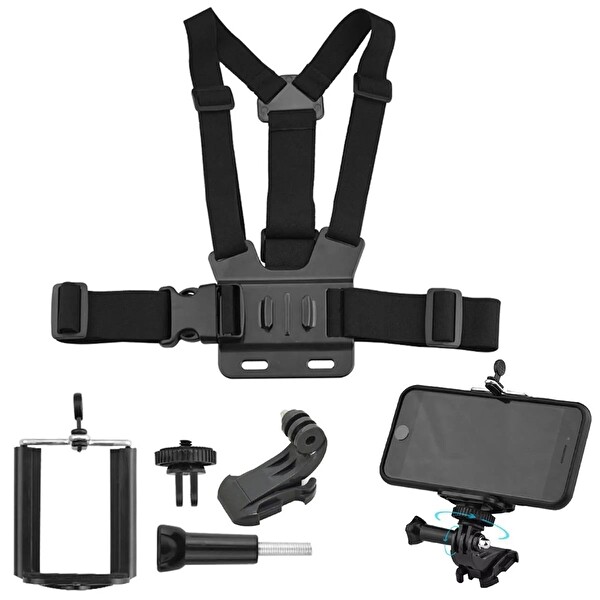 Fimtech Cep Telefonu Uyumlu Göğüs Kemeri Vlog Video Çekim Seti Phone Holder Chest Body Strap