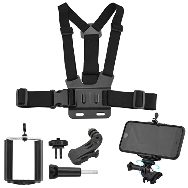 Fimtech Cep Telefonu Uyumlu Göğüs Kemeri Vlog Video Çekim Seti Phone Holder Chest Body Strap