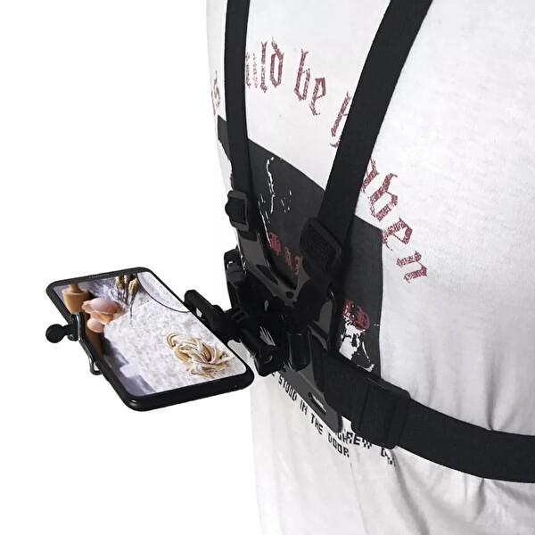 Fimtech Cep Telefonu Uyumlu Göğüs Kemeri Vlog Video Çekim Seti Phone Holder Chest Body Strap