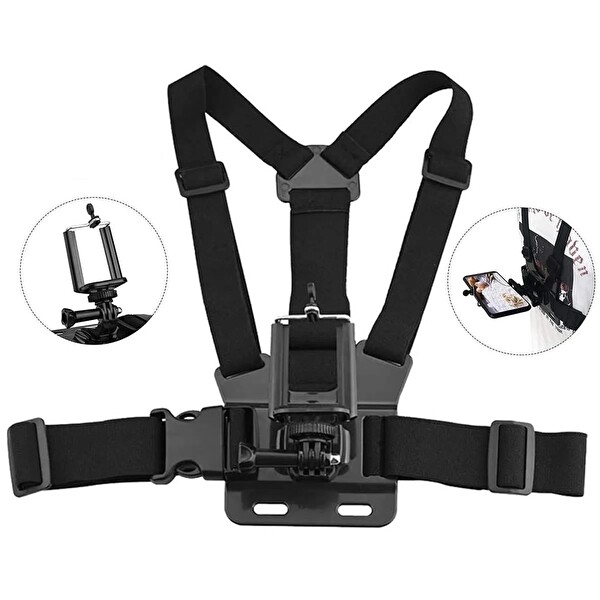 Fimtech Cep Telefonu Uyumlu Göğüs Kemeri Vlog Video Çekim Seti Phone Holder Chest Body Strap