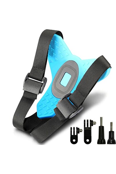 Fimtech 5 Parça Aksiyon Kamera Tutucu Jaw Mount Motor Kask Çene Tutma Aparatı Mavi