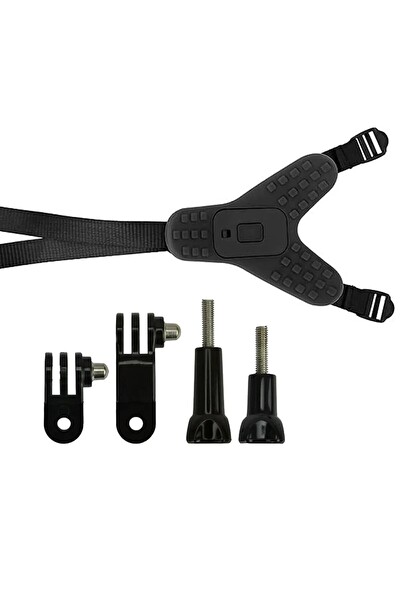 Fimtech 5 Parça Aksiyon Kamera Tutucu Jaw Mount Motor Kask Çene Tutma Aparatı Siyah