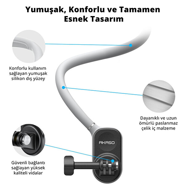 Akaso Manyetik Boyun Askı Aparatı Aksiyon Kamera Aksesuarı
