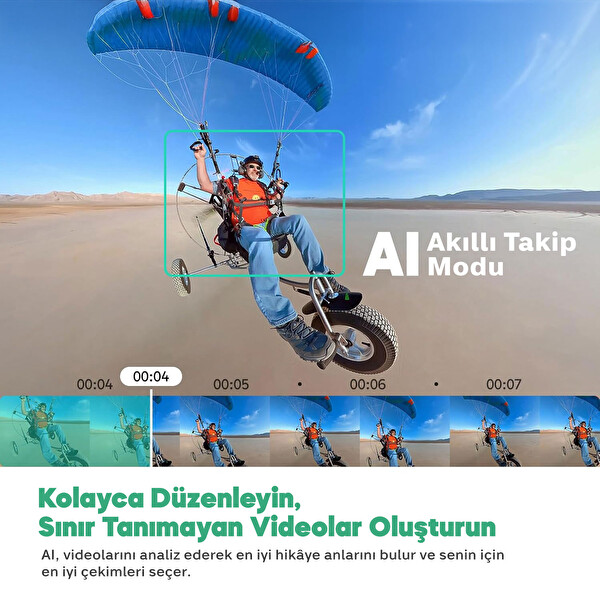 Akaso 360 Standart Combo Aksiyon Kamera 5.7K 360° Video 48MP Sensör 72MP 360° Fotoğraf AI Takip