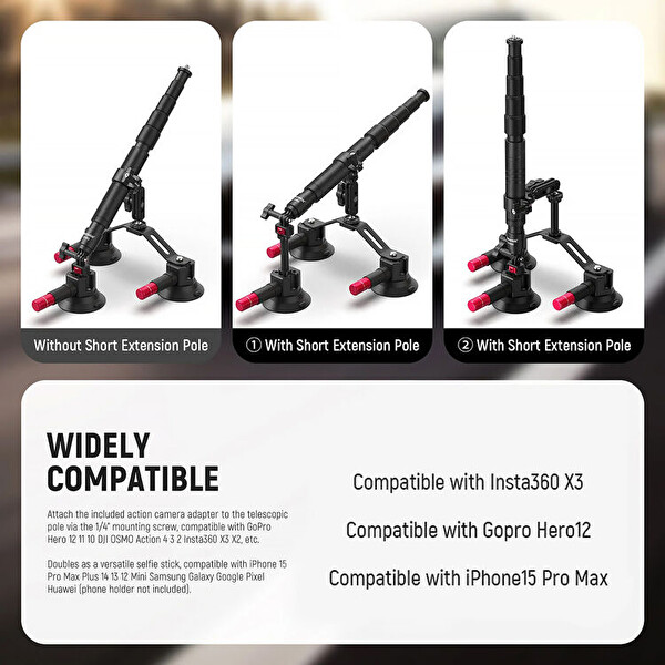 Neewer CA065 Triple Suction Cup Car Mount