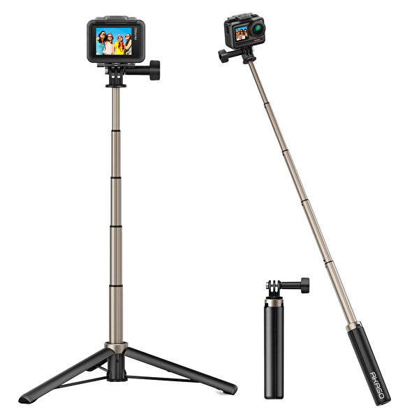 Akaso 60 CM Uzatılabilir Selfie Çubuğu ve Tripod Standı Aksiyon Kamera Aksesuarı