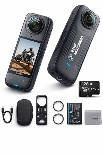 Insta360 X4 BMW Motorrad Edition 8K 128 GB Hafıza Kartlı 360 Aksiyon Kamerası Set