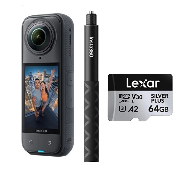 Insta360 X5 8K 360 Aksiyon Kamerası - Standart Selfie Çubuğu - 64GB Hafıza Kartlı Set