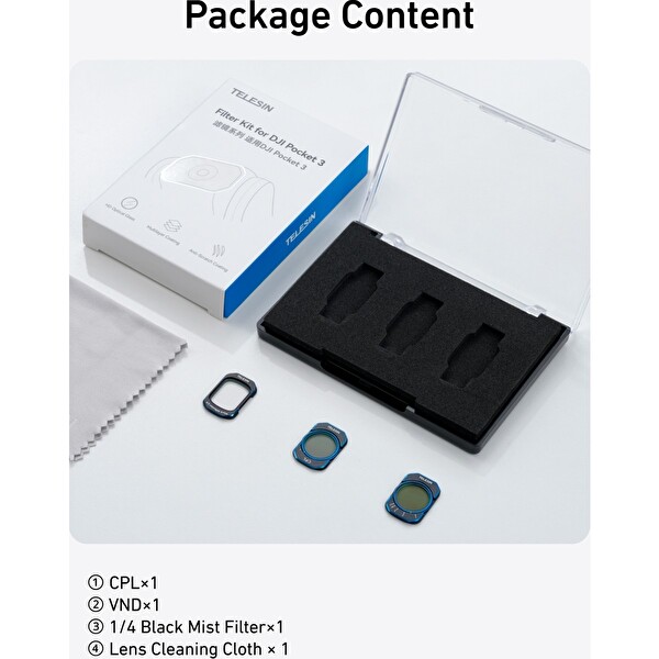 Telesin Osmo Pocket 3 için Vnd - Cpl - Black Mist Filtre Seti