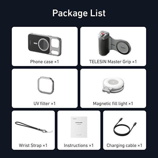 Telesin iPhone 17 Pro Uyumlu Master Grip Creator Combo