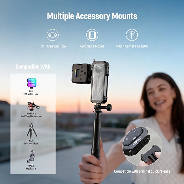 Neewer AC033 Insta360 X5 Uyumlu Alüminyum Kamera Kafesi