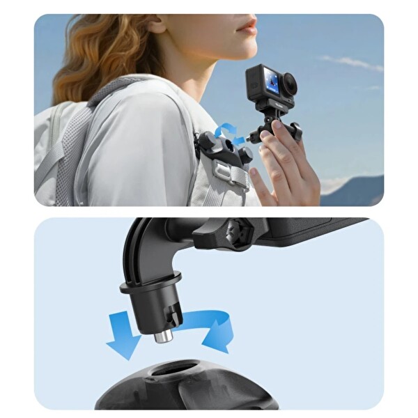 Telesin DJI Osmo Action Insta360 ve GoPro Uyumlu Sırt Çantası Montaj Kiti