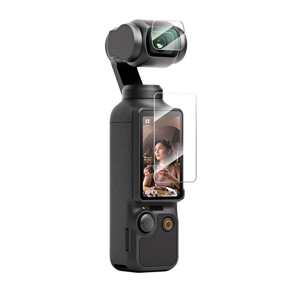 Telesin DJI Osmo Pocket 3 ve Pocket 4 Uyumlu Temperli Cam Ekran Koruyucu