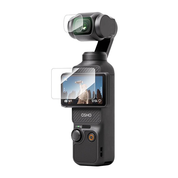 Telesin DJI Osmo Pocket 3 ve Pocket 4 Uyumlu Temperli Cam Ekran Koruyucu