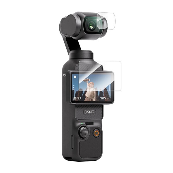 Telesin DJI Osmo Pocket 3 ve Pocket 4 Uyumlu Temperli Cam Ekran Koruyucu