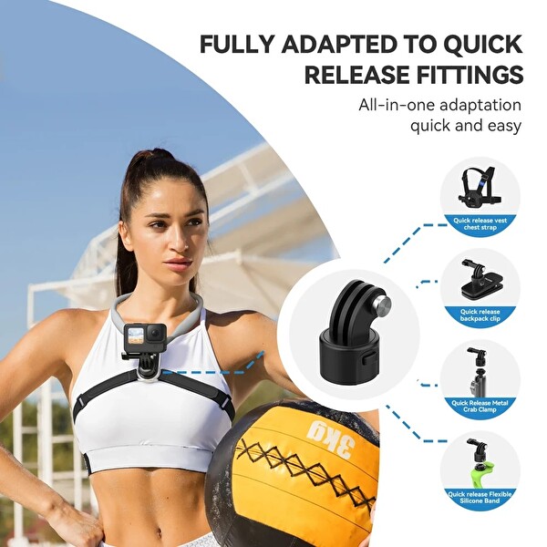 Telesin U Shape Neck Holder 2.0 Boyun Askılı Kamera Tutucu Göğüs Montaj Aparatı (GoPro, DJI Osmo Action ve Insta360 Uyumlu)