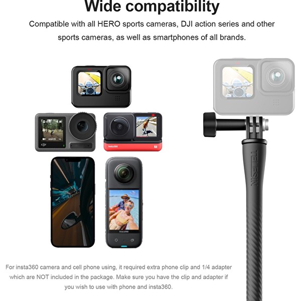 Telesin Gopro Osmo Action INSTA360 ile Uyumlu Aksiyon Kameralar için Esnek Montaj Aparatı