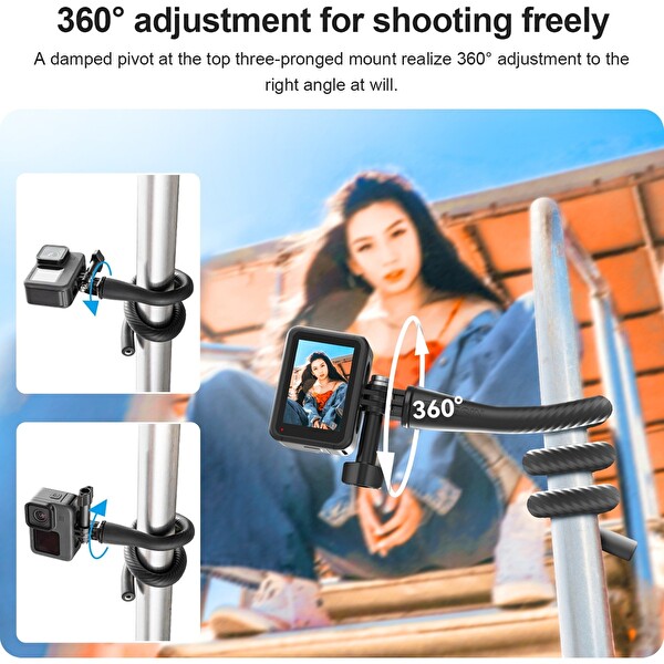 Telesin Gopro Osmo Action INSTA360 ile Uyumlu Aksiyon Kameralar için Esnek Montaj Aparatı