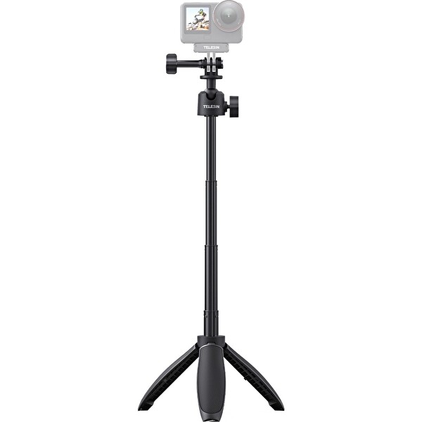 Telesin 3.0 Top Başlıklı Tasarım 360 Derece Hareket Edebilen Mini Seflie Stick