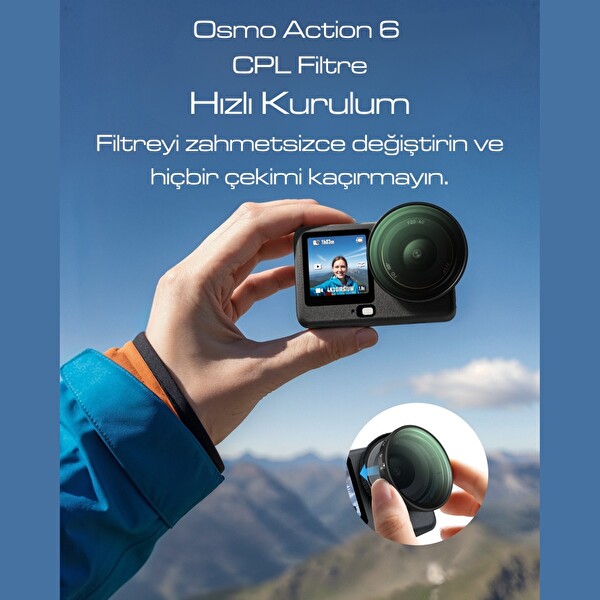 Telesin Osmo Action 6 için Üstten Geçmeli CPL Filtre