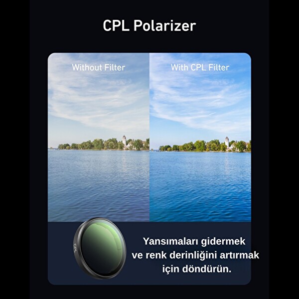 Telesin Osmo Action 6 için Üstten Geçmeli CPL Filtre