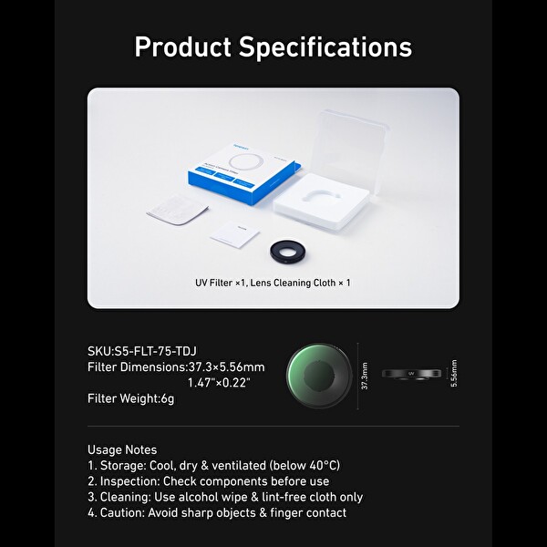 Telesin Osmo Action 6 için Vidalı Filtre Modeli UV Filtre
