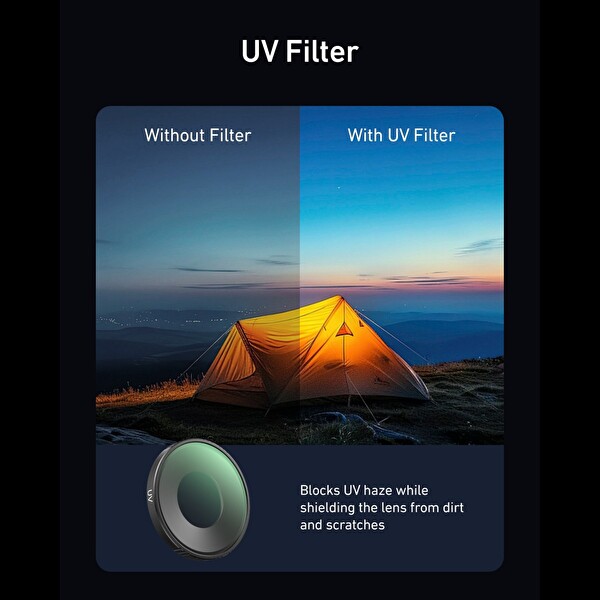 Telesin Osmo Action 6 için Vidalı Filtre Modeli UV Filtre