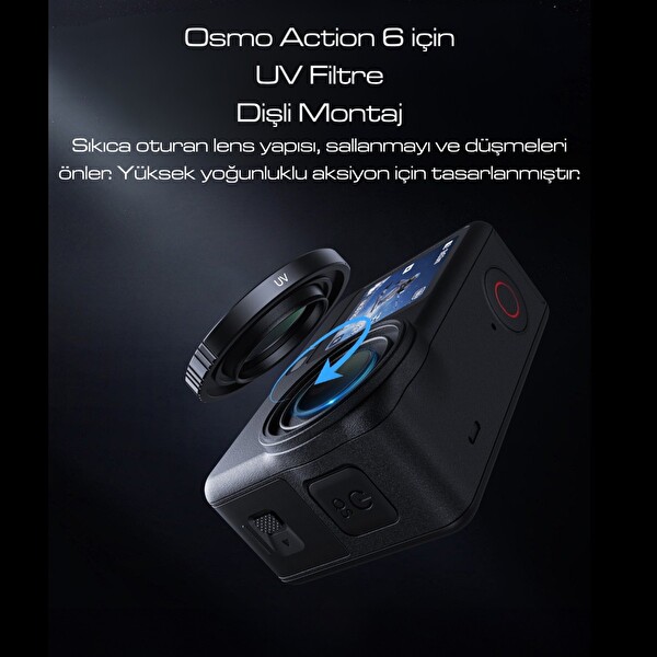 Telesin Osmo Action 6 için Vidalı Filtre Modeli UV Filtre