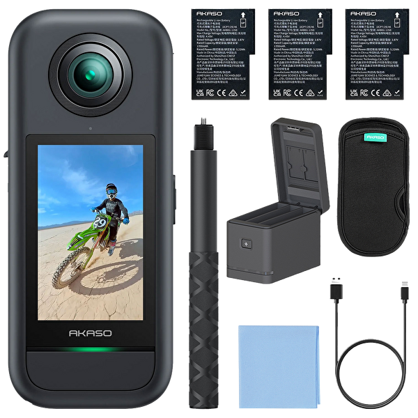 Akaso 360 Creator Combo 5.7K 360° Video 48 MP Sensör 72 MP 360° Fotoğraf AI Takip Aksiyon Kamera