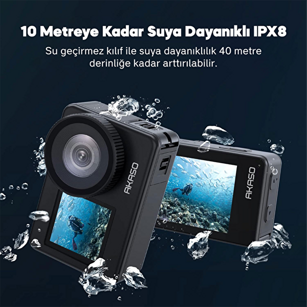 Akaso Brave 7 4K/30FPS 20MP Wi-Fi Dual Screen Aksiyon Kamera ve Aksesuar Seti