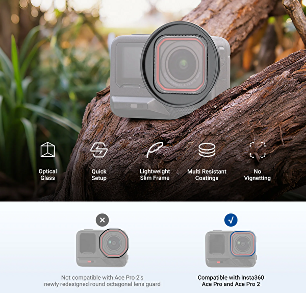 Neewer Insta360 Ace PRO 1-2 Uyumlu 49MM Filtre Adaptör ve Lens Kapağı