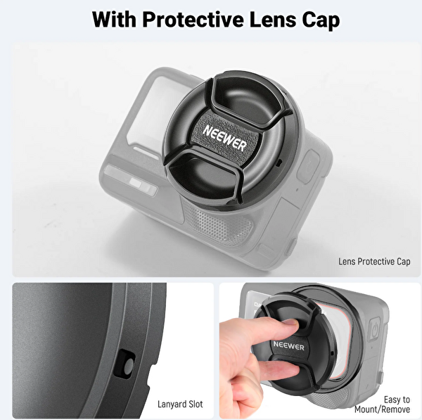 Neewer Insta360 Ace PRO 1-2 Uyumlu 49MM Filtre Adaptör ve Lens Kapağı