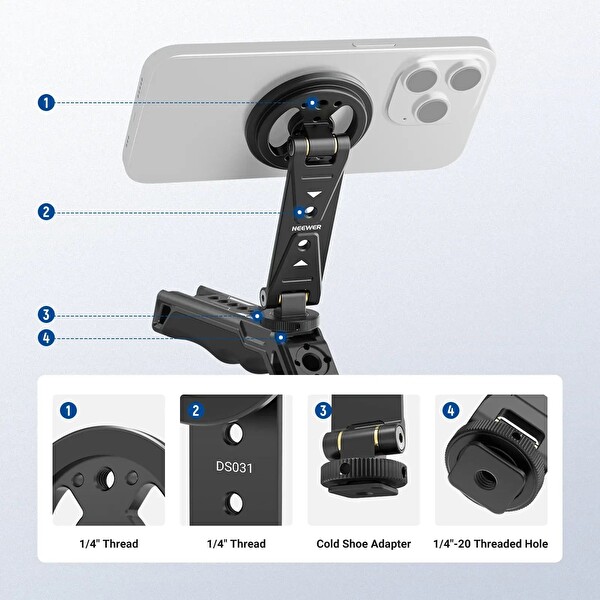 Neewer DS031 Profesyonel Manyetik Telefon Tripod Bağlantı Aparatı