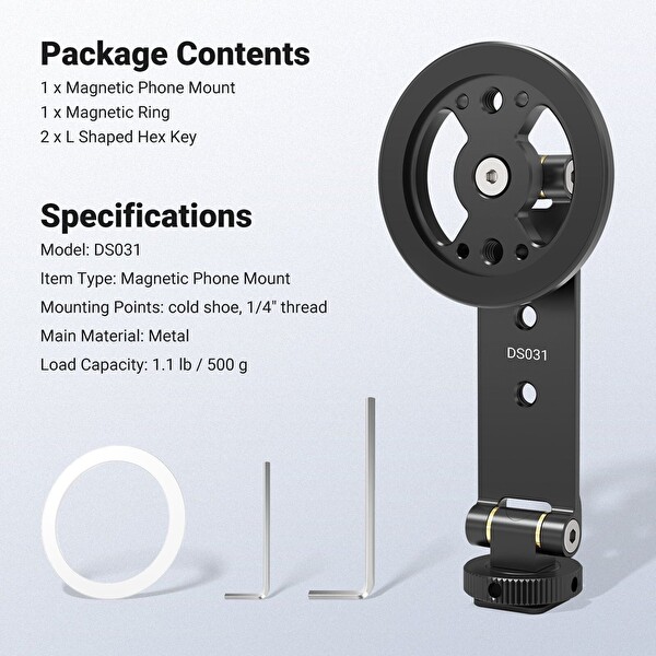 Neewer DS031 Profesyonel Manyetik Telefon Tripod Bağlantı Aparatı